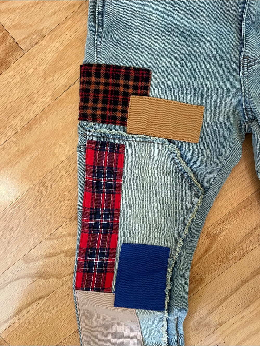 RÊVES PARIS Patchwork Carpenter Jeans | Double Knee Distressed | Size 30 - Picture 4 of 14